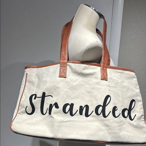 Stranded Cream and Tan Canvas Tote - Picture 16 of 16